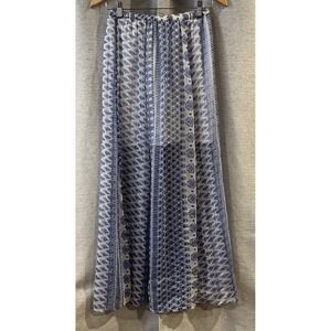 Hollister Maxi Skirt Womens Sz Small Blue‎ Geometric Floral Elastic Waist Lined